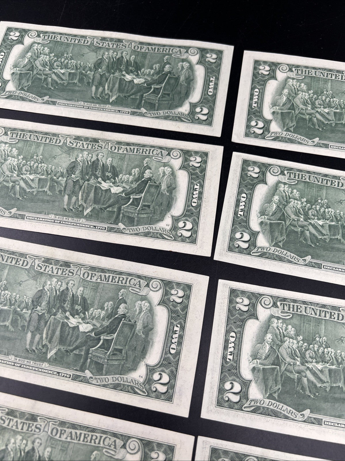 Lot of 10 1976 $2 FRN Federal Reserve Dollars Bicentennial Note XF / AU #124