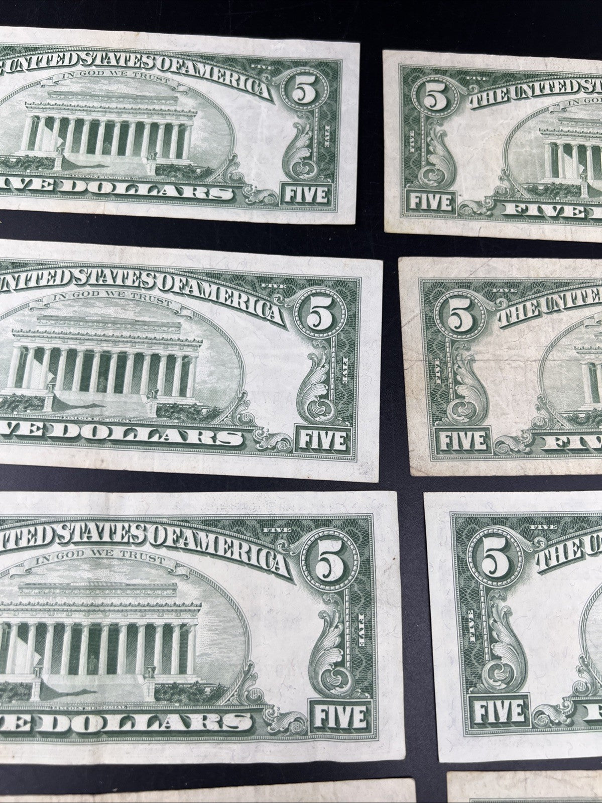 Lot of 10 1963 $5 Legal Tender United States Notes Red Seals VG / Fine #469