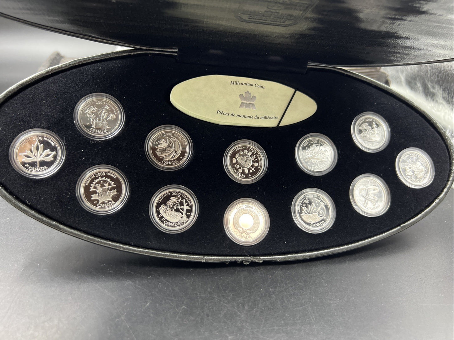2000 Canada 12 Coin Sterling Silver Millenium Proof Quarter Set w/ Box & COA #J1