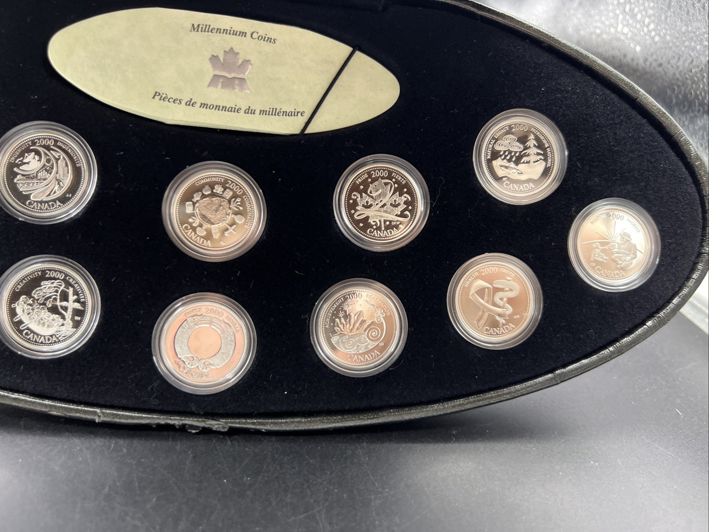 2000 Canada 12 Coin Sterling Silver Millenium Proof Quarter Set w/ Box & COA #J1