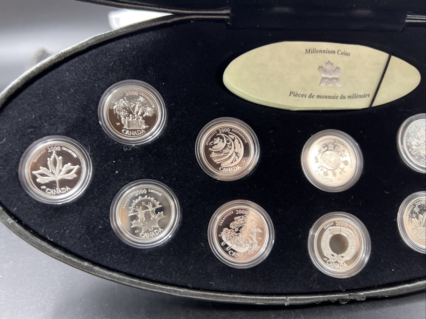 2000 Canada 12 Coin Sterling Silver Millenium Proof Quarter Set w/ Box & COA #J1