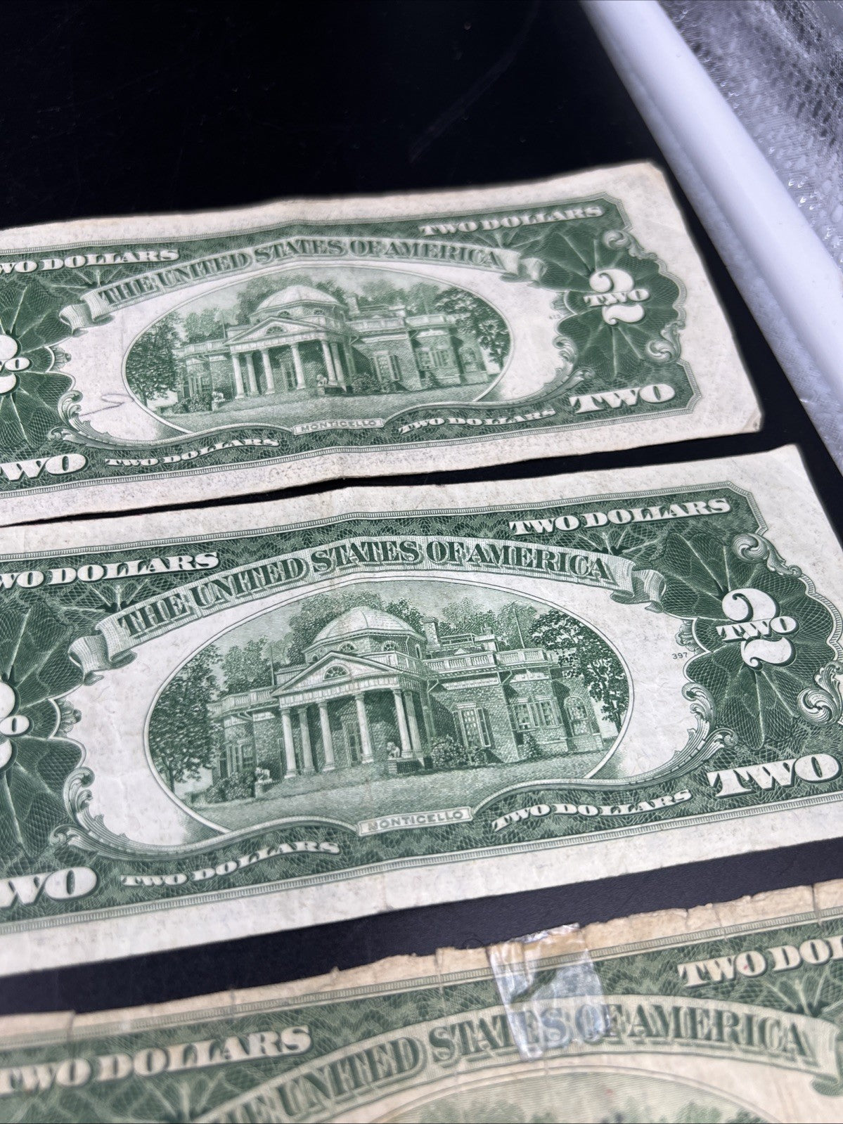 Lot of 7 1953 $2 USN Red Seal Legal Tender Notes Very Circulated #057