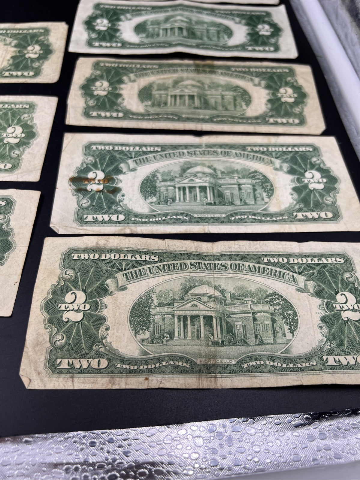Lot of 7 1953 $2 USN Red Seal Legal Tender Notes Very Circulated #057