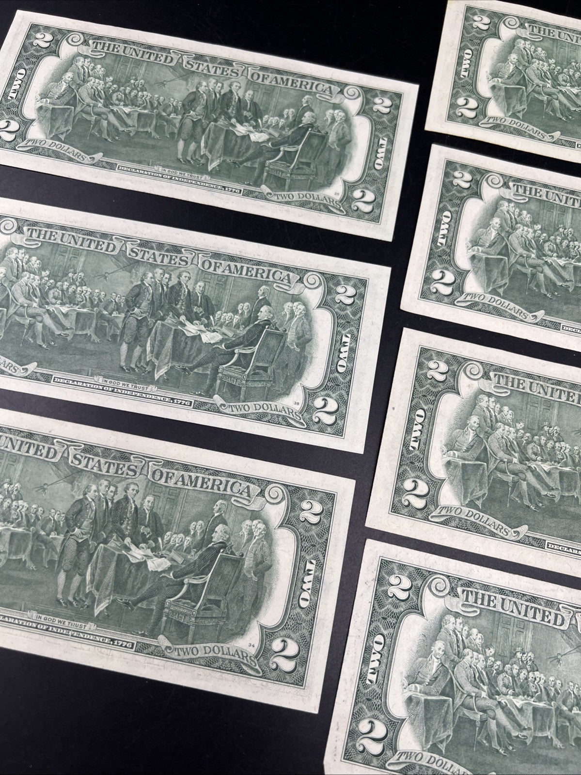 Lot of 7 1976 $2 FRN Federal Reserve Dollars Bicentennial Note XF / AU #757