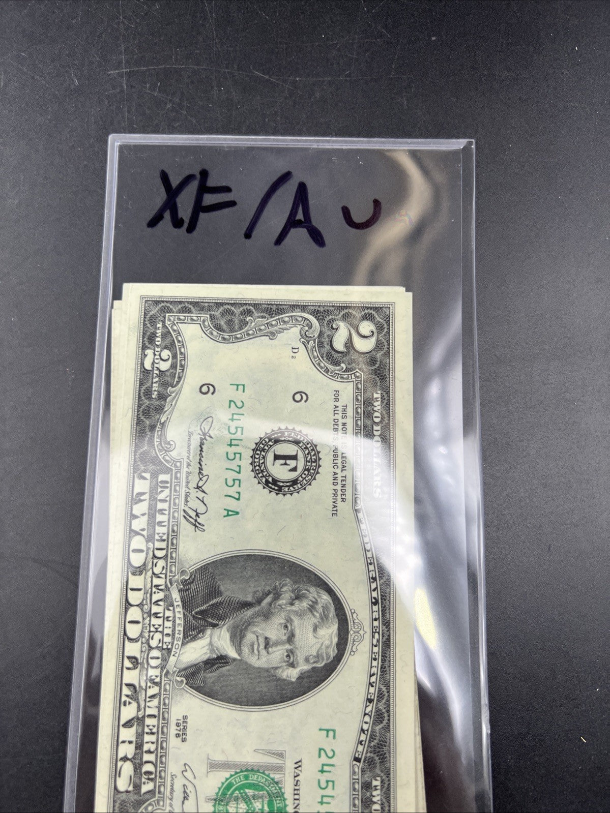 Lot of 7 1976 $2 FRN Federal Reserve Dollars Bicentennial Note XF / AU #757