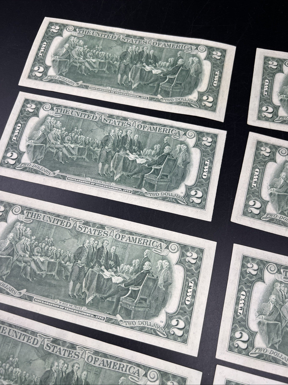 Lot of 10 1976 $2 FRN Federal Reserve Dollars Bicentennial Note XF / AU #173