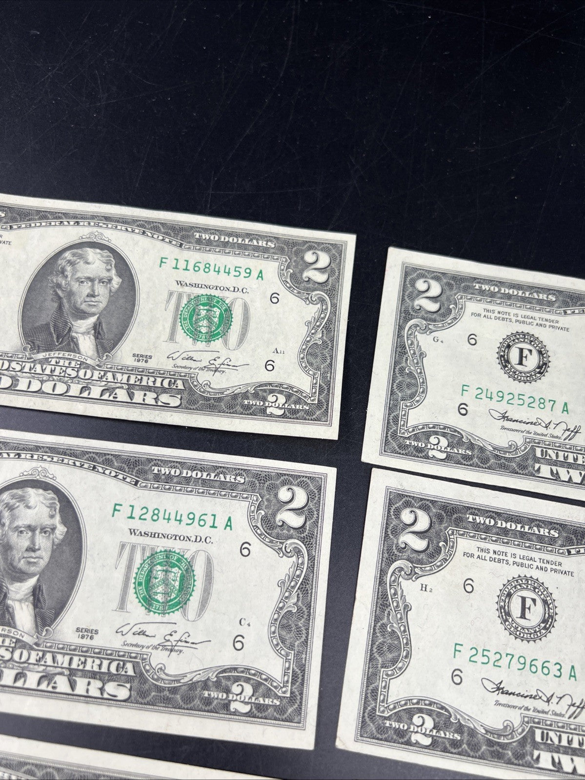Lot of 10 1976 $2 FRN Federal Reserve Dollars Bicentennial Note XF / AU #173