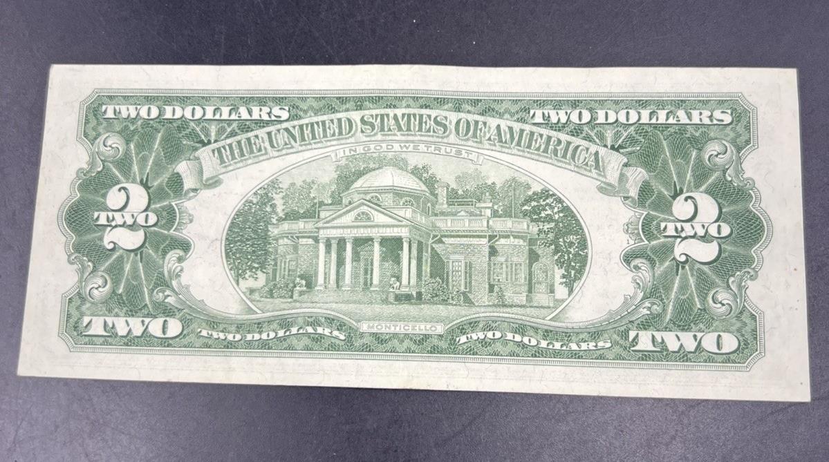 1963 $2 USN United States Red Seal Note Bill Choice XF / AU Circ # 717