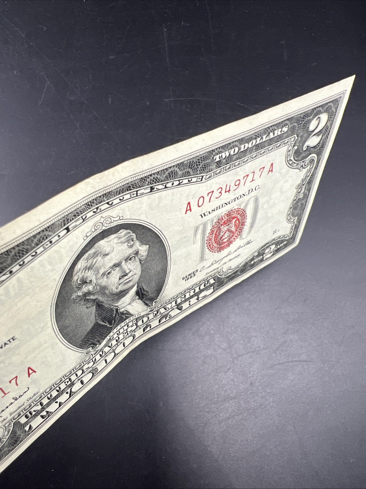1963 $2 USN United States Red Seal Note Bill Choice XF / AU Circ # 717