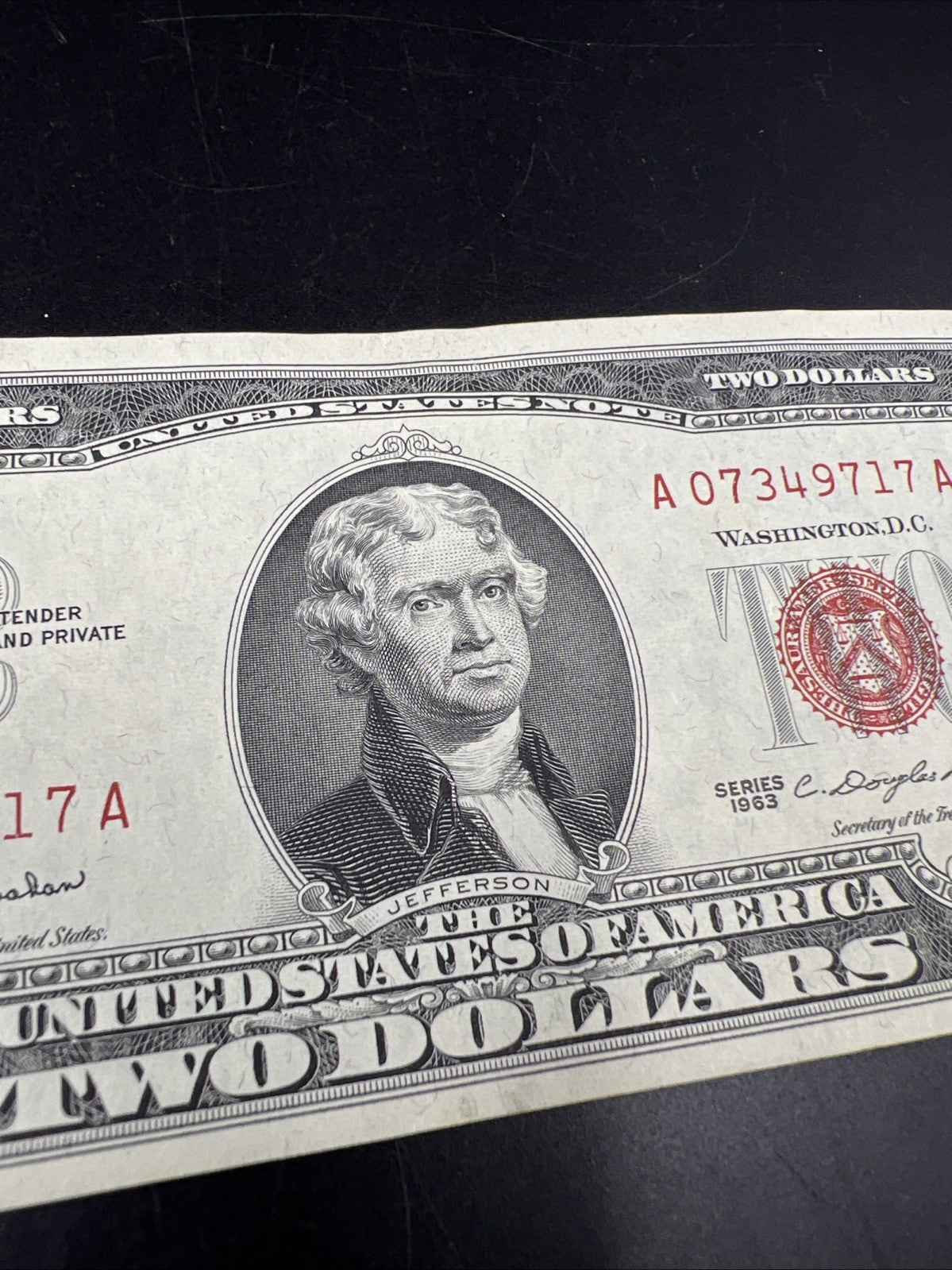 1963 $2 USN United States Red Seal Note Bill Choice XF / AU Circ # 717