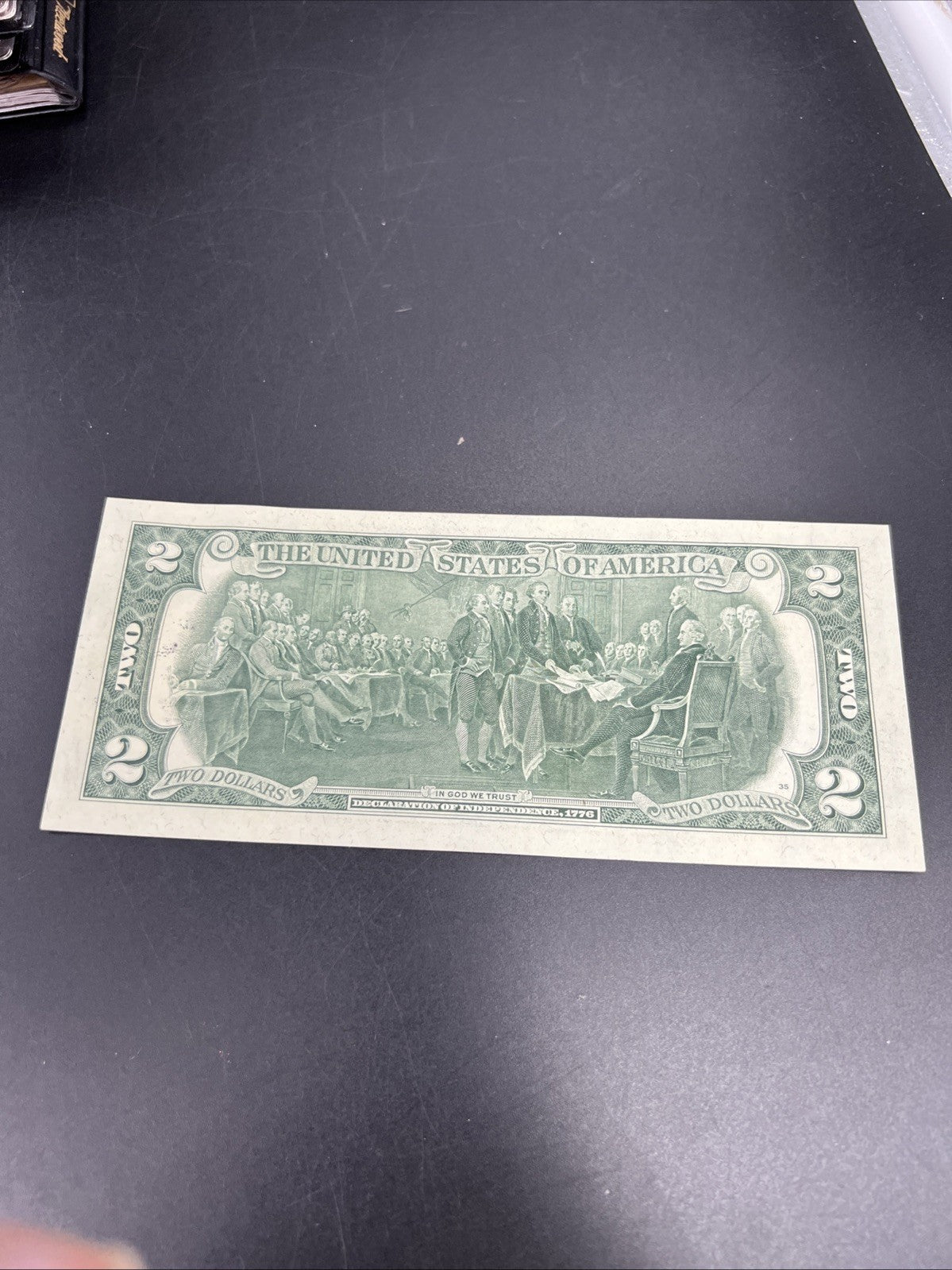 1976 $2 Postal Two Dollar Bicentennial Federal Reserve Note Mount Summit IN UNC