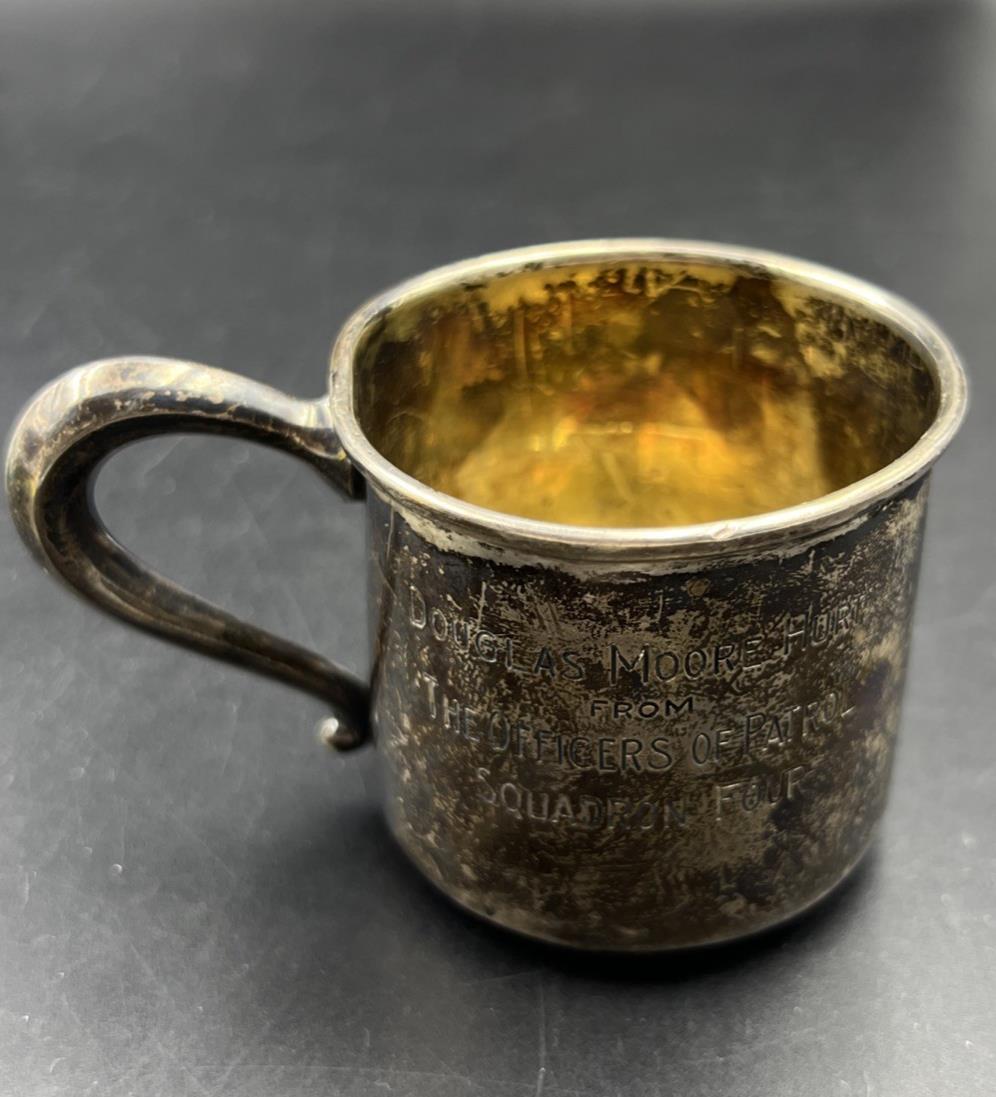 Douglas Moore Hurt From Officers Of Patrol Squadron Four Antique Sterling Cup