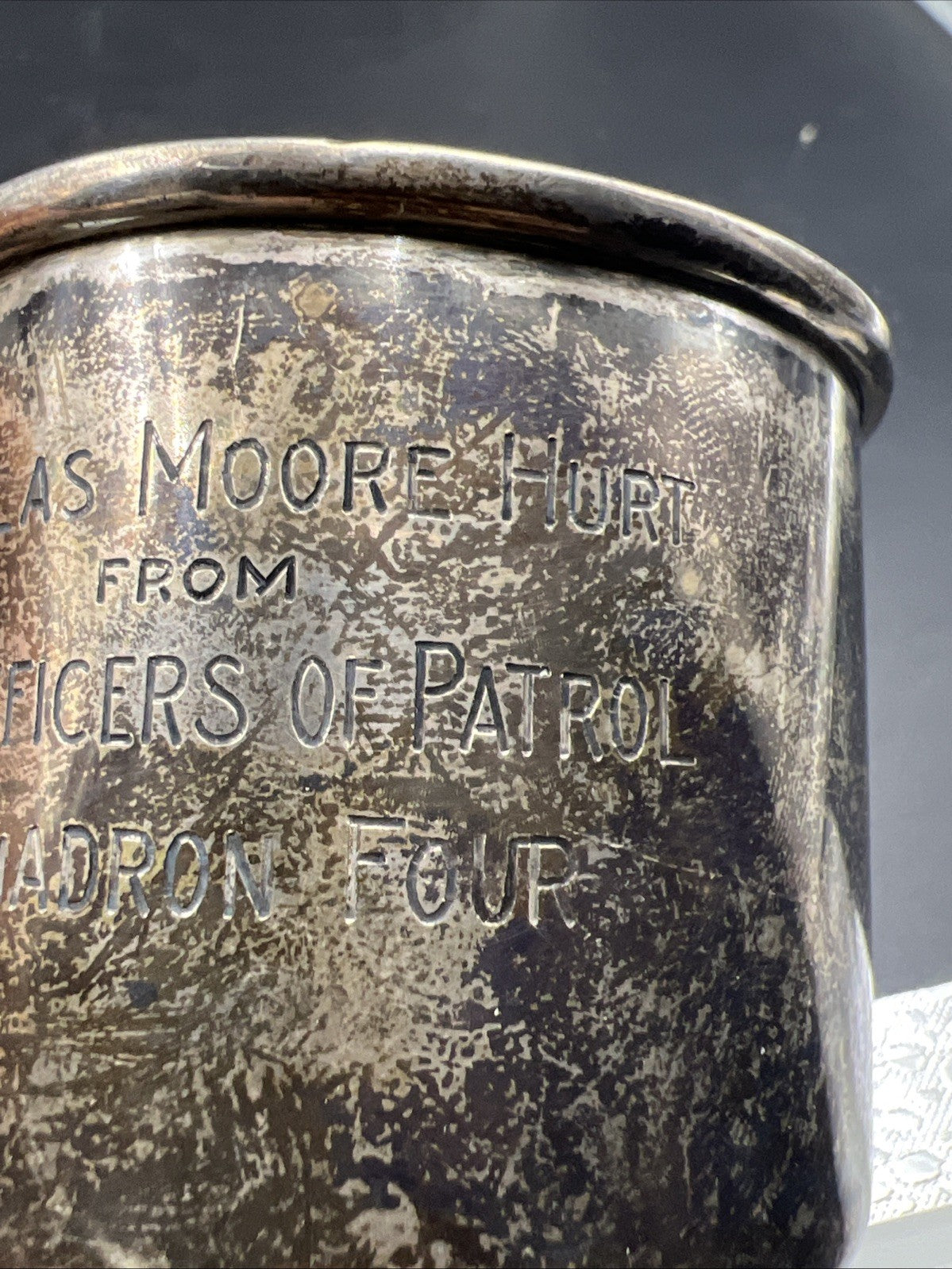 Douglas Moore Hurt From Officers Of Patrol Squadron Four Antique Sterling Cup