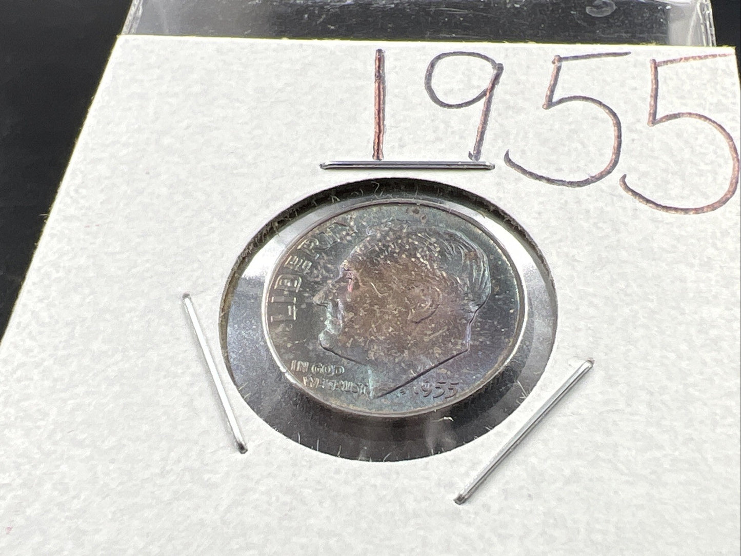 1955 P 10c Roosevelt Silver Dime Coin PQ Purple Toning Toner CH BU UNC