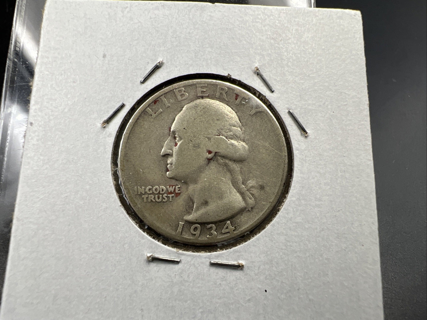 1934 D 25c Washington Silver Quarter Coin FS-501 MM of 1932 Variety AG / Good