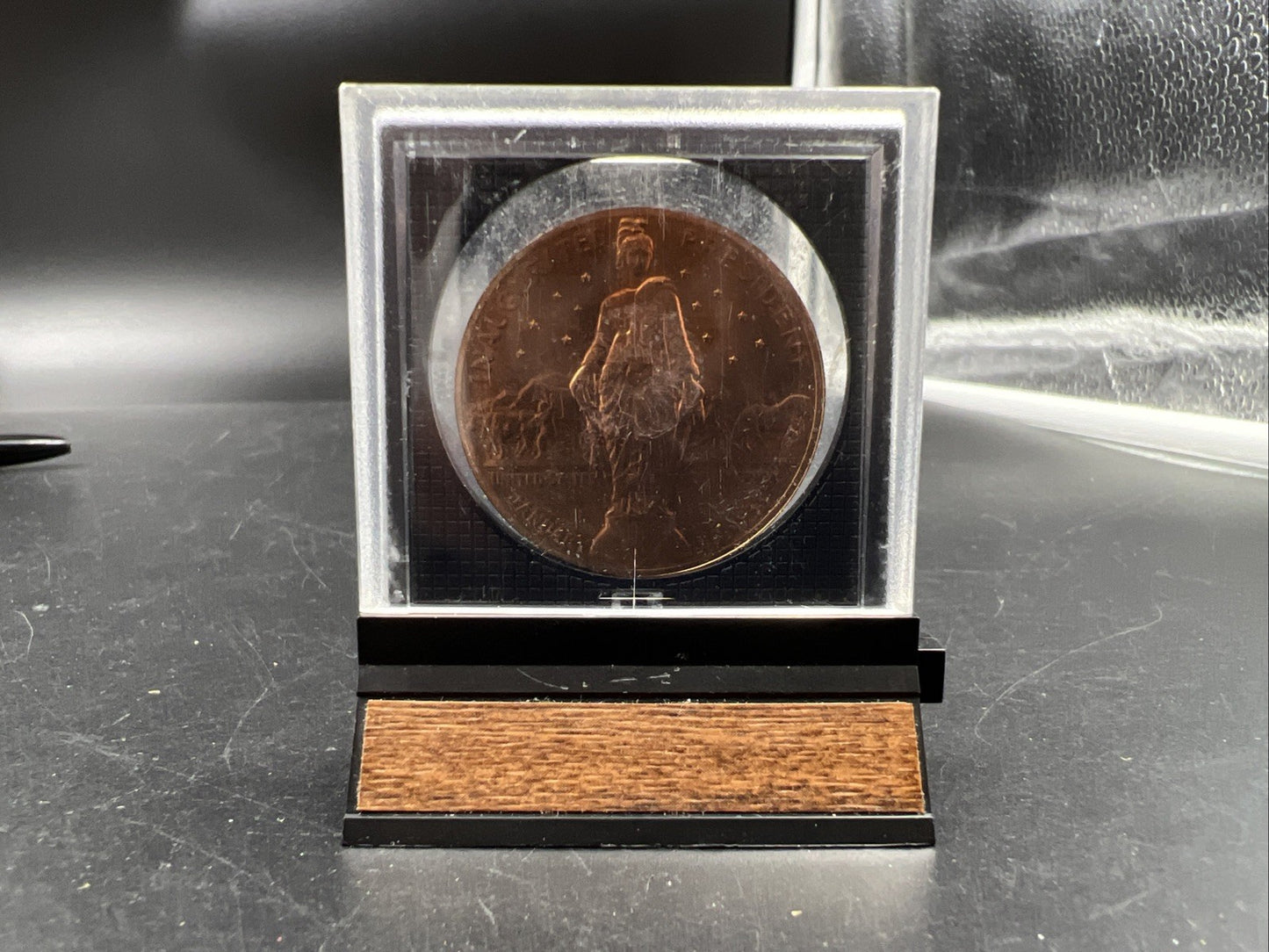 Eisenhower Presidential Bronze Medal in Display Stand Used