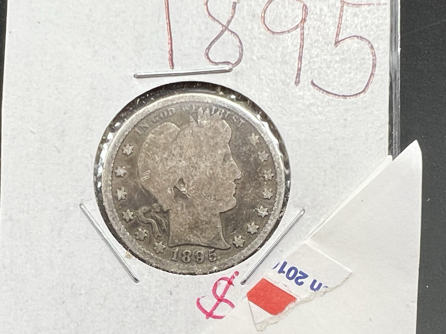 1895 P 25c Barber Silver Quarter Coin Very Circulated SKU#A