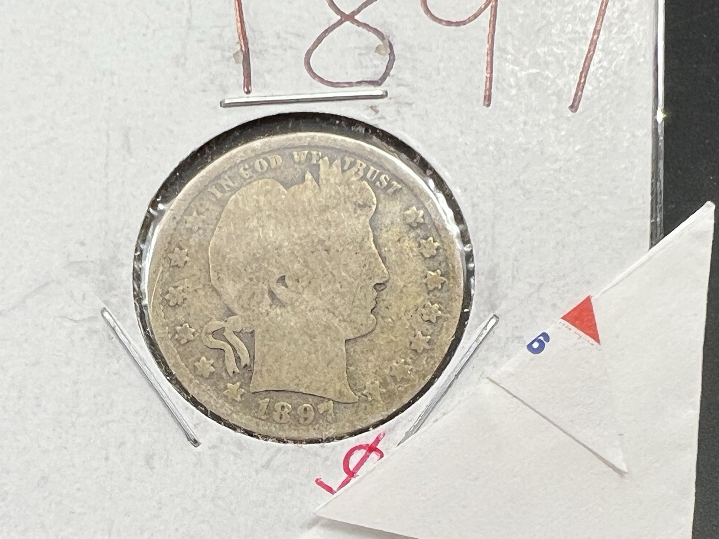 1897 P 25c Barber Silver Quarter Coin Very Circulated SKU#A