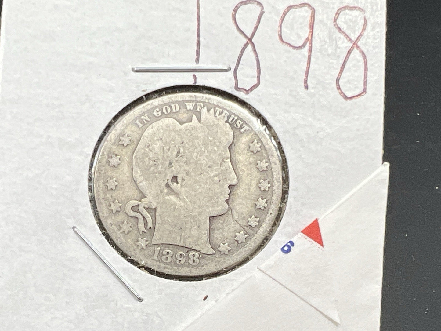 1898 P 25c Barber Silver Quarter Coin CH AG / Good Circulated SKU#B