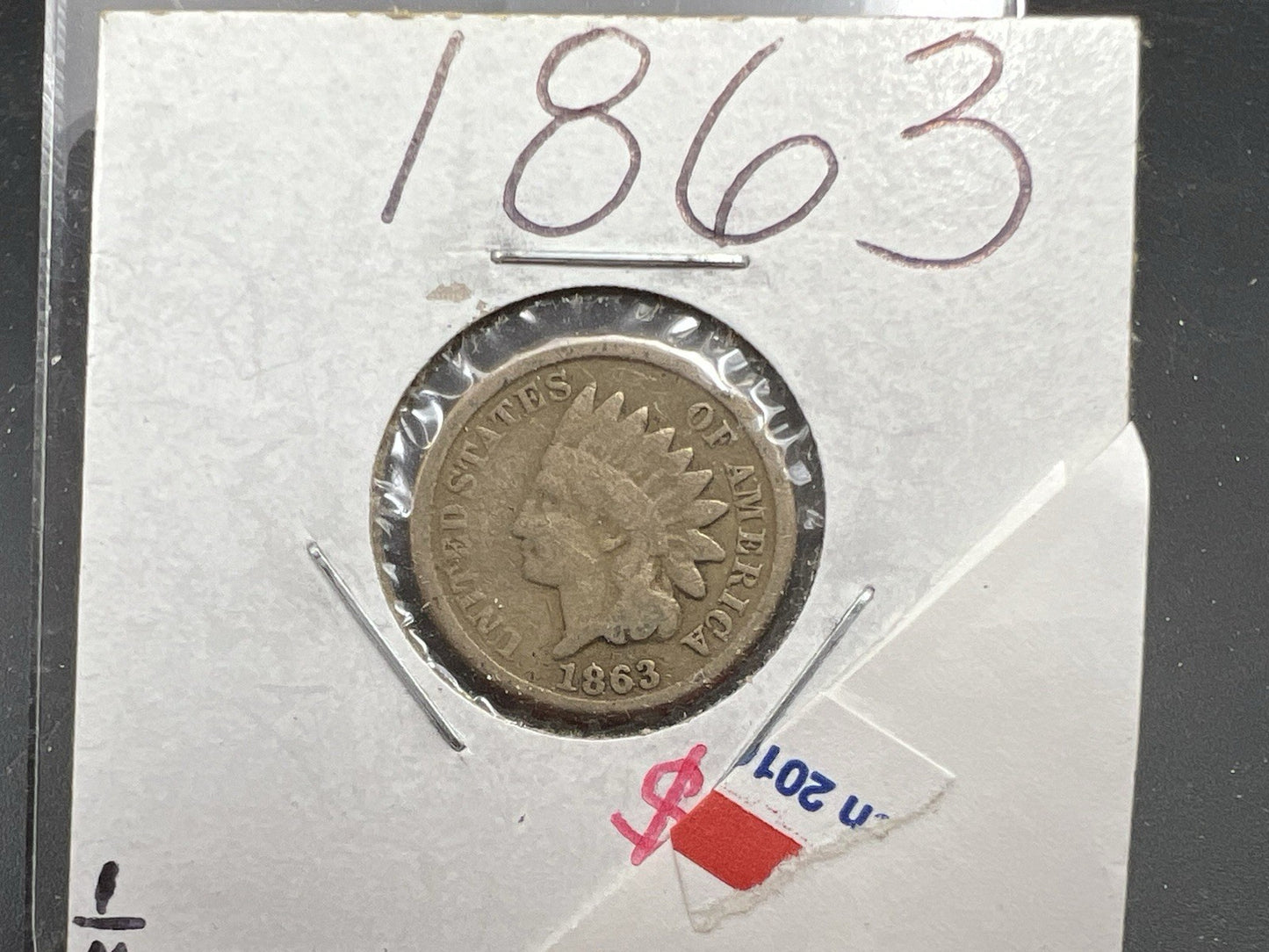 1863 1c Indian Cent Penny Copper Nickel Choice VG Very Good Circulated SKU#A