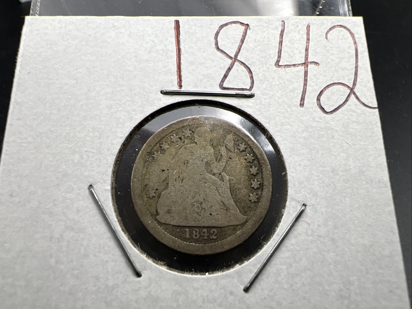 1842 10c Seated Liberty Dime Coin Very Circulated Fair / AG Full Date