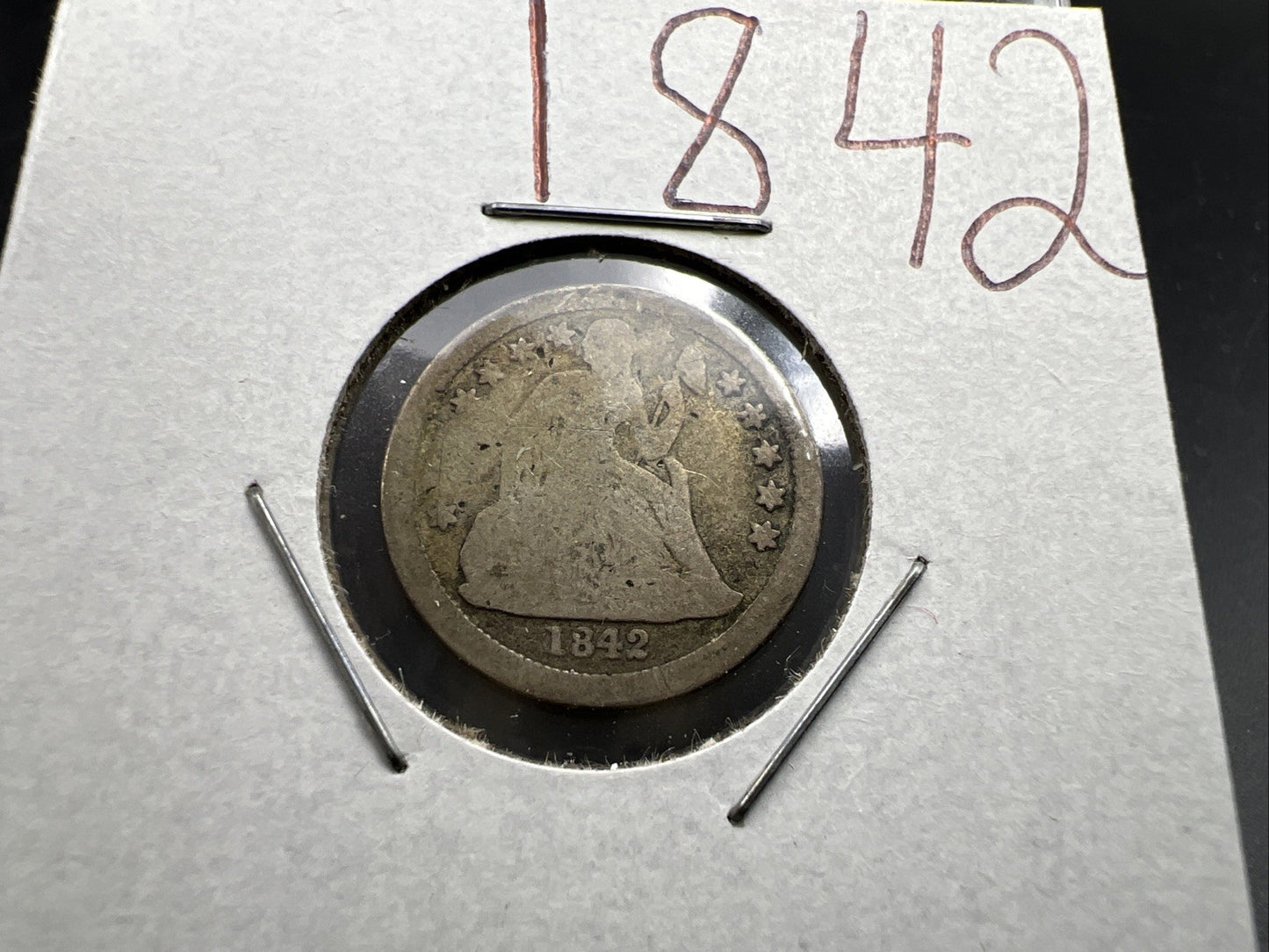 1842 10c Seated Liberty Dime Coin Very Circulated Fair / AG Full Date