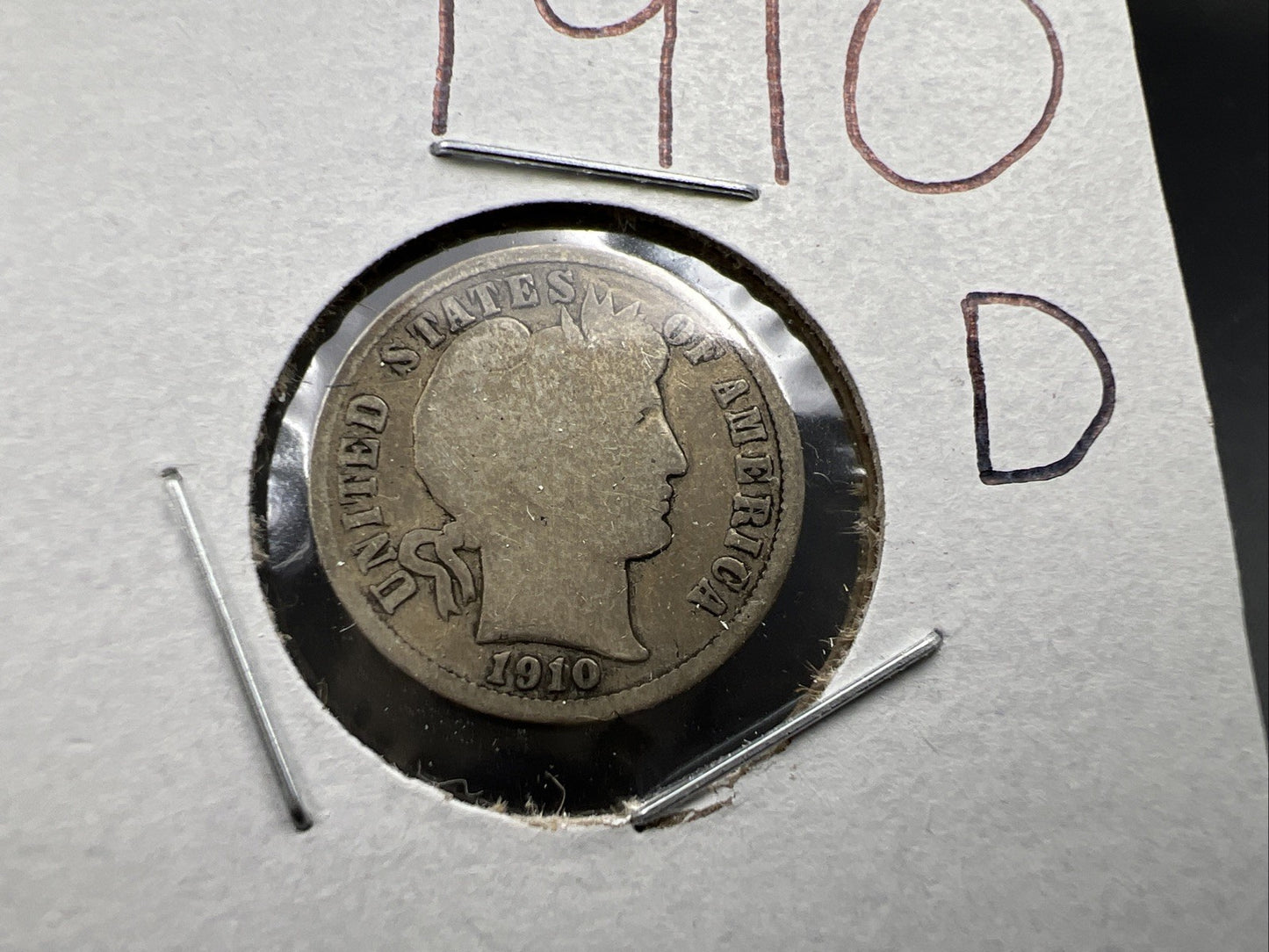 1910 D Barber 90% Silver Dime Coin Good / VG Circ SKU#A
