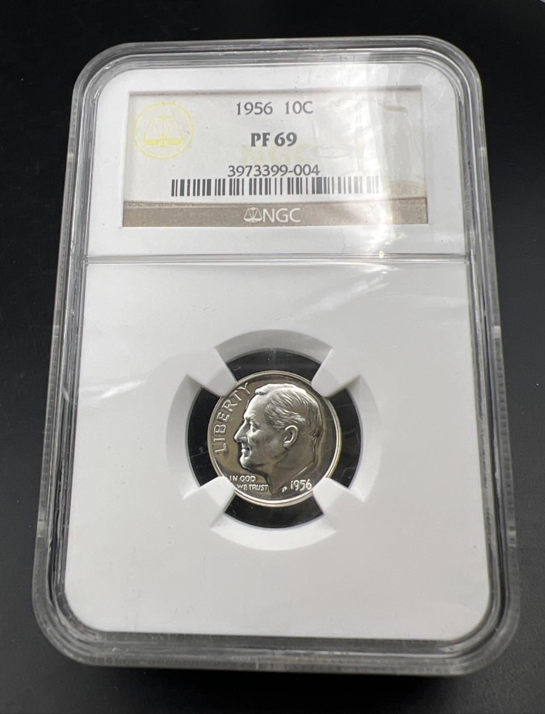 1956 P 10c Roosevelt Silver Dime Coin PF69 NGC Gem Proof Certified