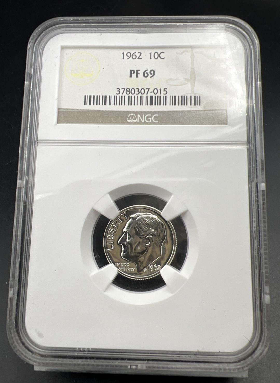 1962 P 10c Roosevelt Silver Dime Coin PF69 NGC Gem Proof Certified
