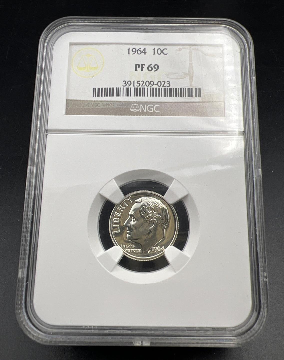 1964 P 10c Roosevelt Silver Dime Coin PF69 NGC Gem Proof Certified