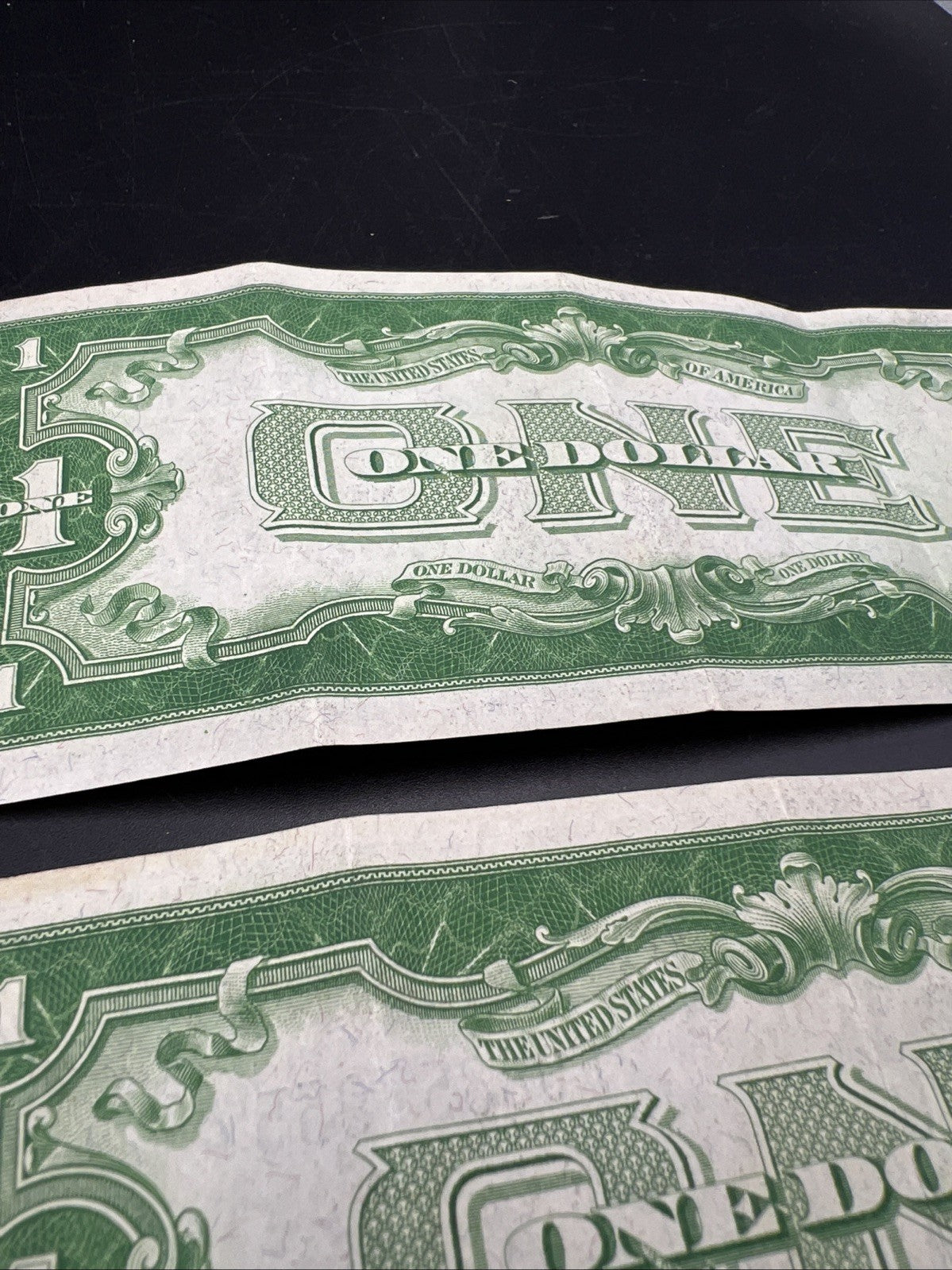 2 Consecutive 1934 $1 One Dollar Silver Certificates Funny Back Notes CH VF #55