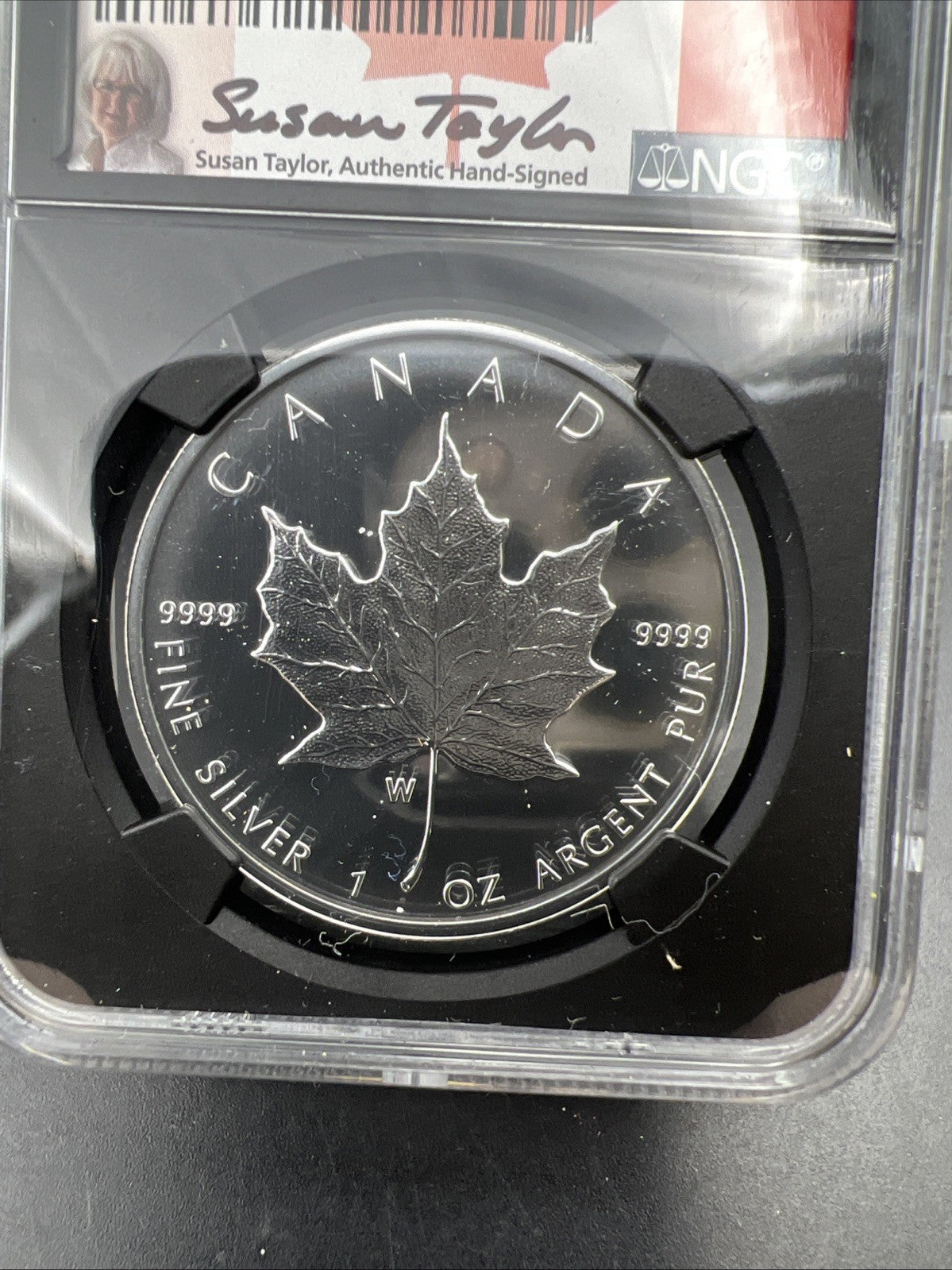 2020 W Burnished 1 Oz Silver Maple Leaf NGC MS70 Susan Taylor Signature