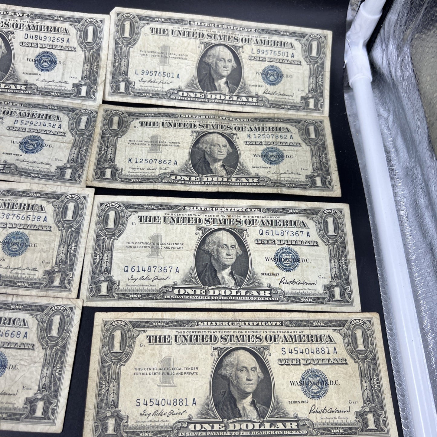 Lot of 19 $1 One Dollar 1957 Blue Seal Silver Certificate Notes G/VG Circ #168