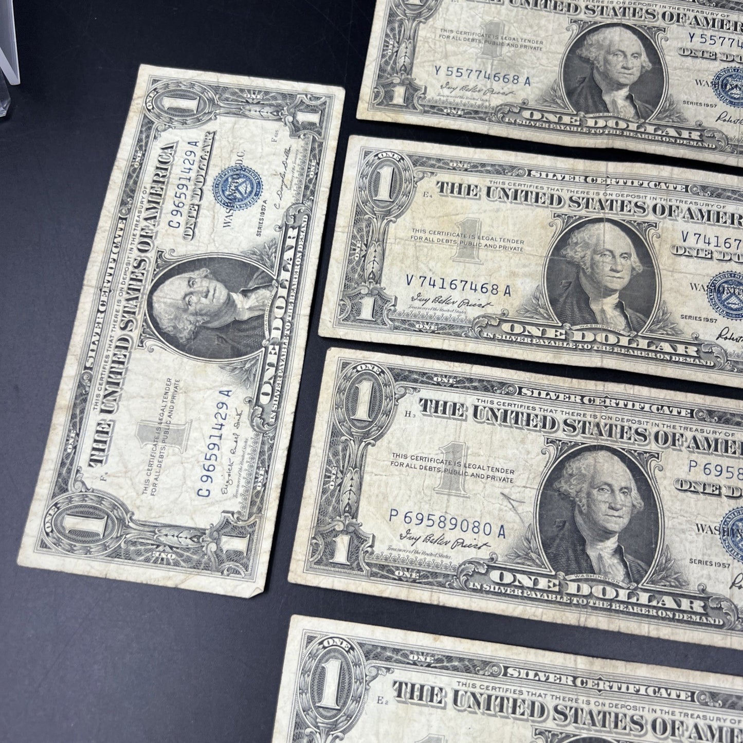 Lot of 19 $1 One Dollar 1957 Blue Seal Silver Certificate Notes G/VG Circ #168