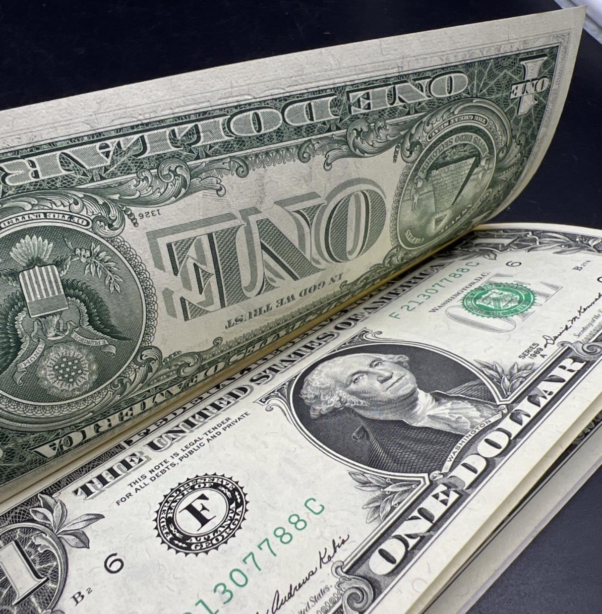 4 Consecutive 1969 B FRN Federal Reserve Note Currency Bill UNC Details Binded