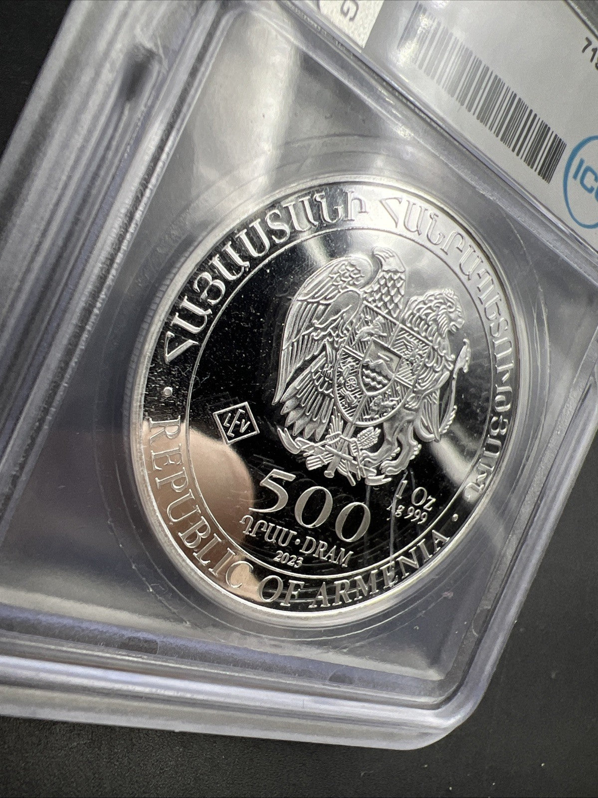 2023 Noah’s Ark Armenia 500 Dram 1 Oz .999 Silver Coin ICG MS69 Gem UNC