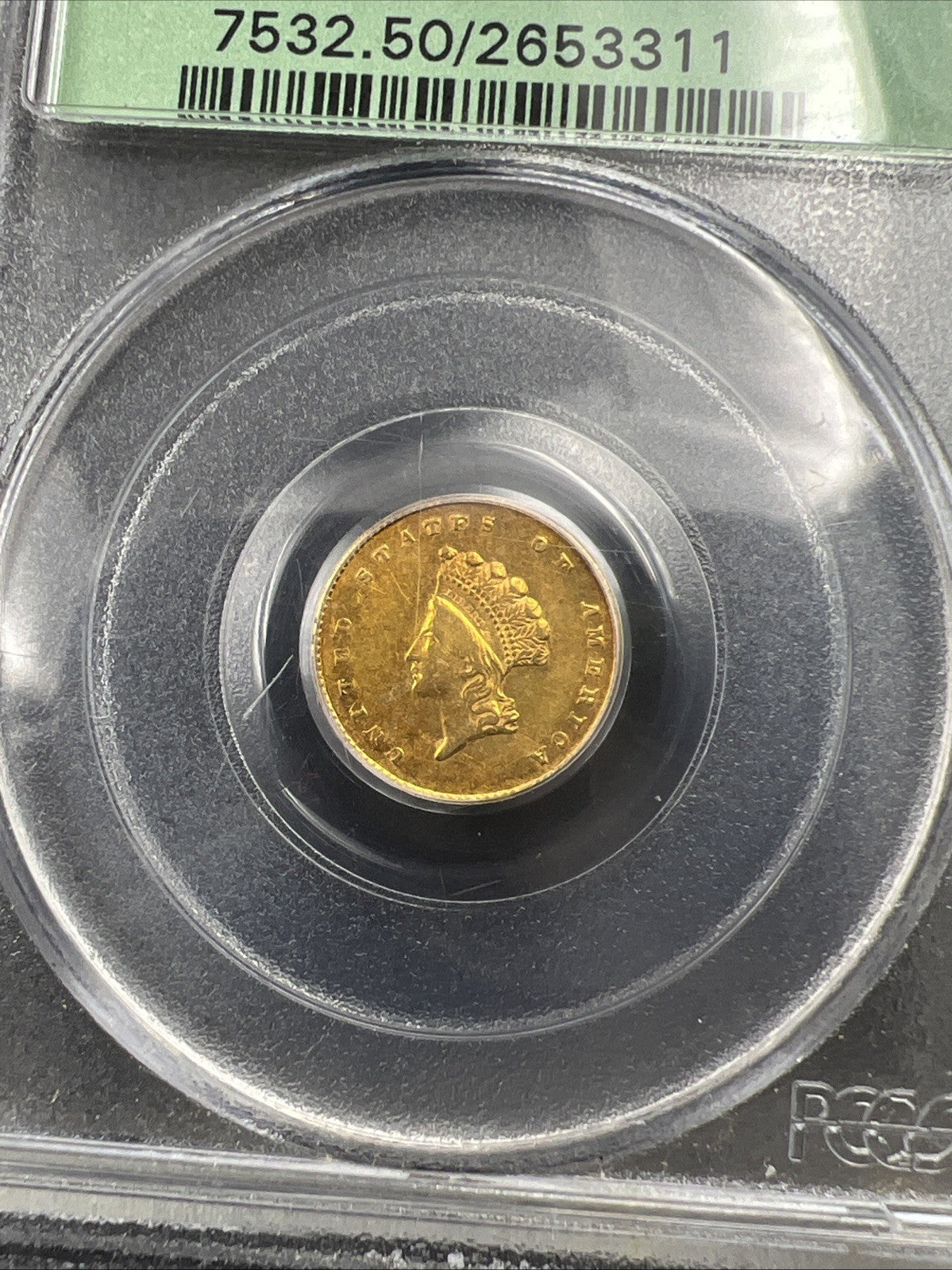 1855 Gold $1 One Dollar Princess Indian Head Type 2 Coin PCGS OGH AU50