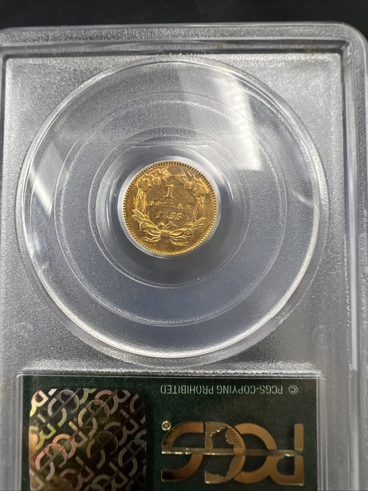 1855 Gold $1 One Dollar Princess Indian Head Type 2 Coin PCGS OGH AU50