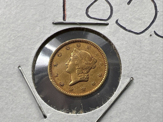 1853 Liberty Head Type I Gold Dollar $1 Choice XF EF Extra Fine Circulated