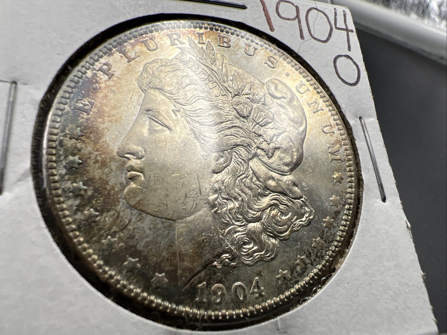 1904 O Morgan Silver Dollar Coin BU UNC uncirculated Neat Toning Toner #A
