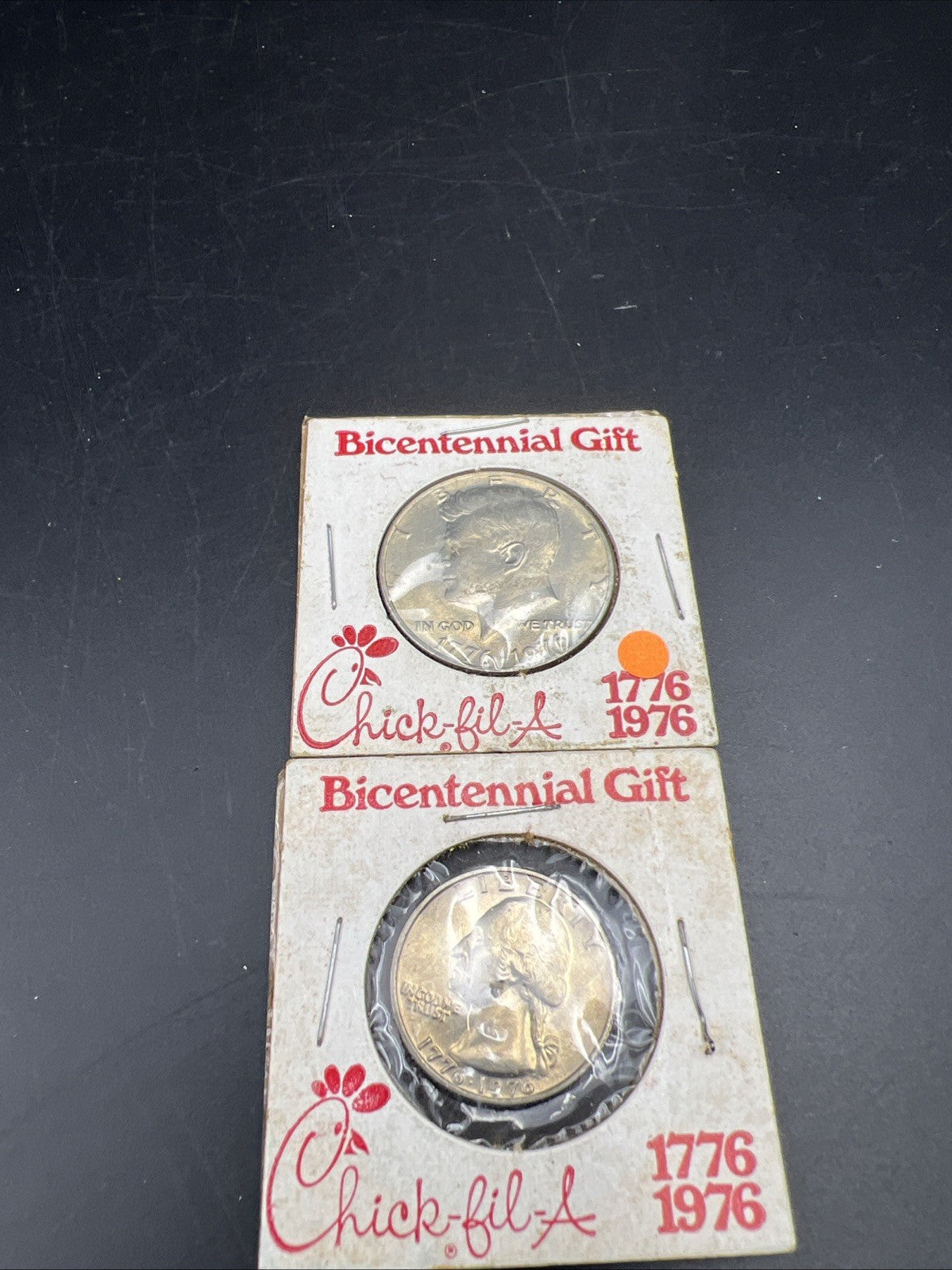 2 Coin Set Chick Fil A BICENTENNIAL GIFT 1776 - 1976 25c Quarter & 50c Half #B