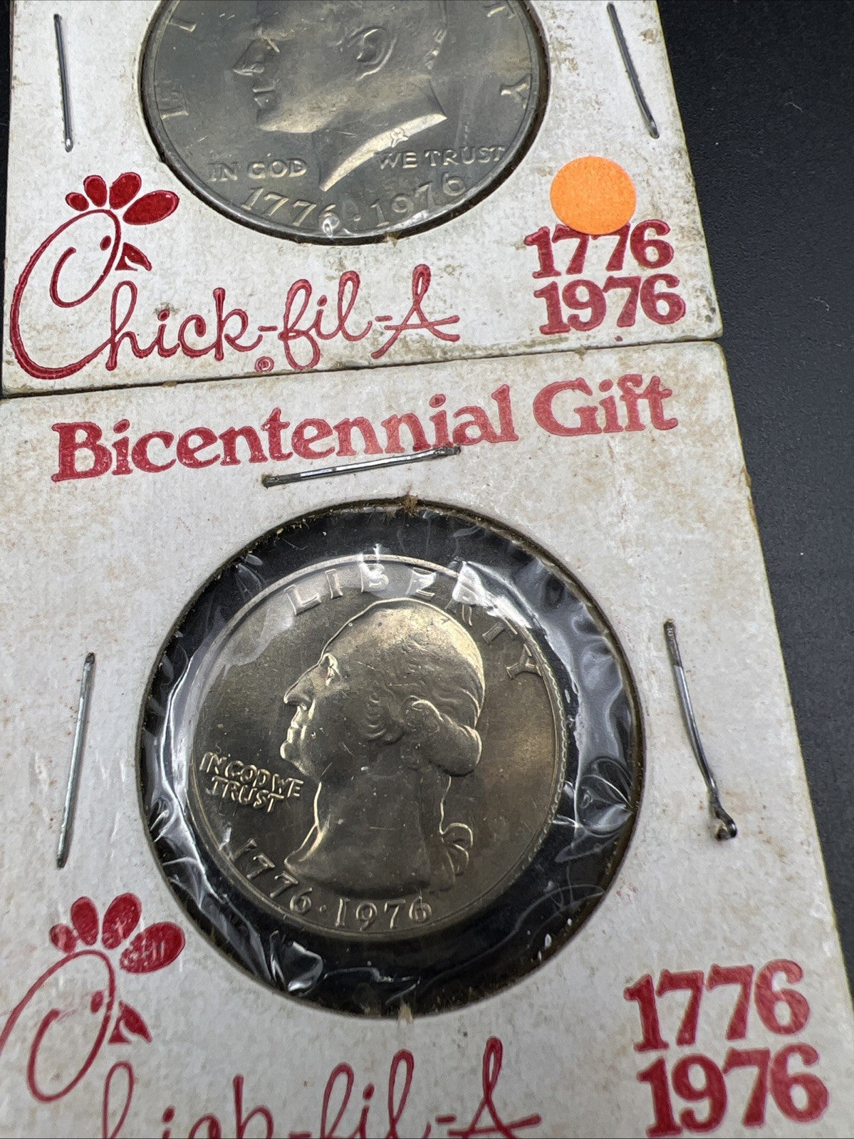 2 Coin Set Chick Fil A BICENTENNIAL GIFT 1776 - 1976 25c Quarter & 50c Half #B