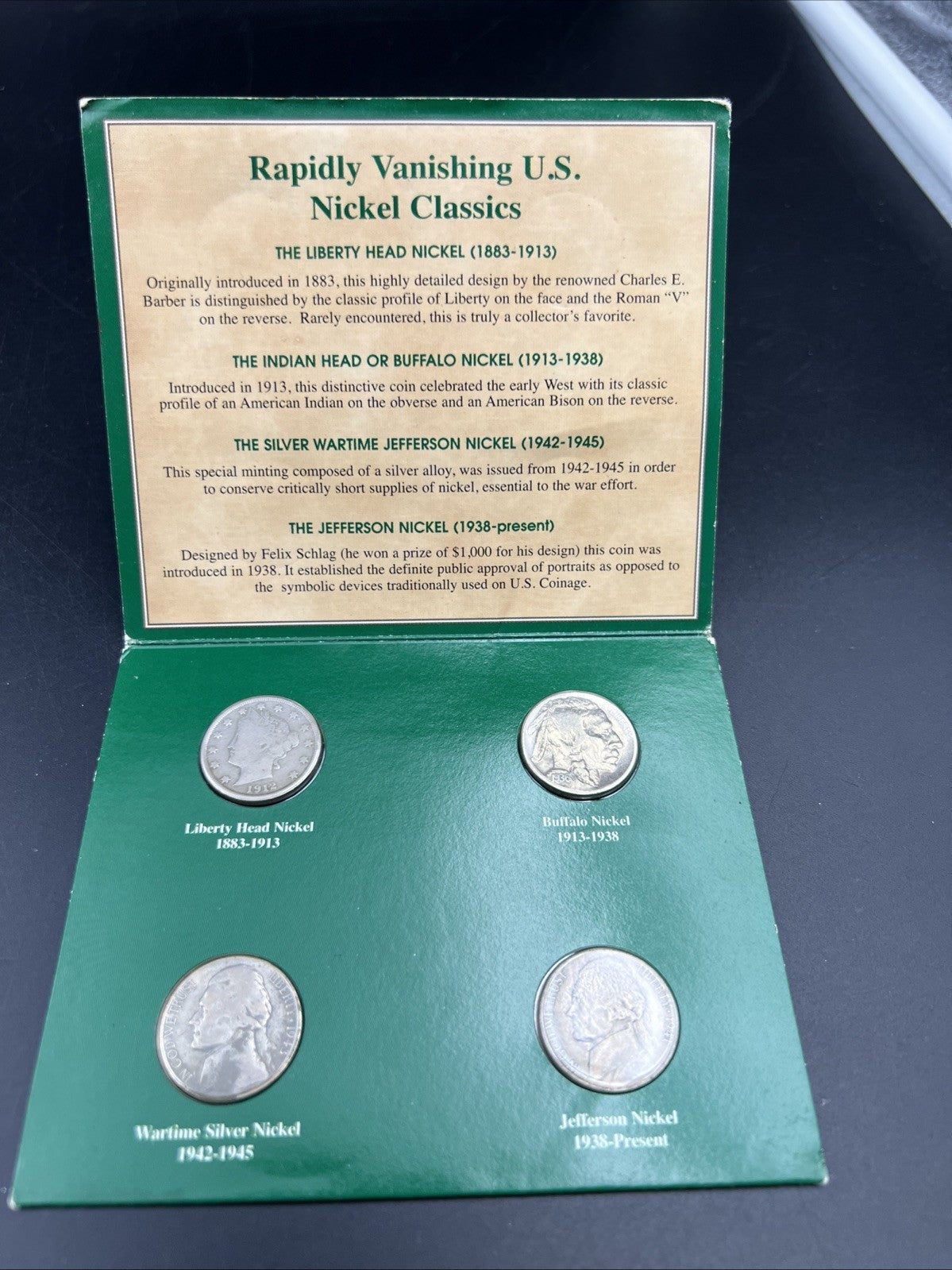 Vanishing Classics 4 Coin Nickel Set Buffalo Jefferson V Nickel Circulated
