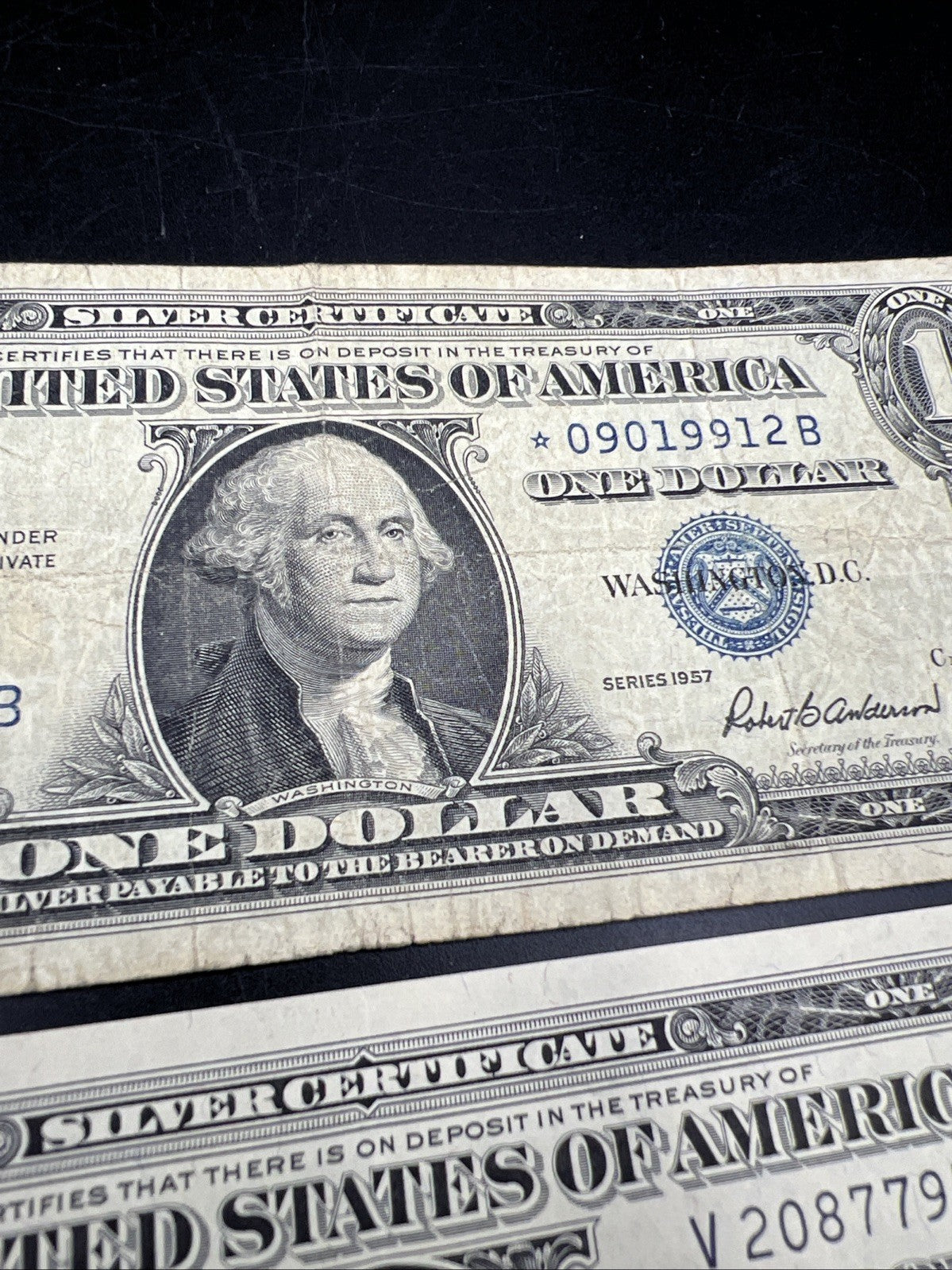 3 USA Banknote Set 1957 $1 VF 1957 * $1 G/VG & 1963 USN $5 G / VG