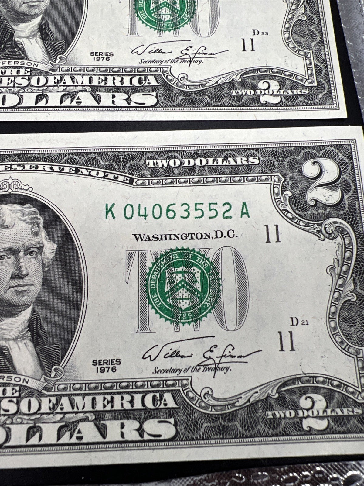 10 Consecutive 1976 $2 FRN Federal Reserve Notes District K CH UNC