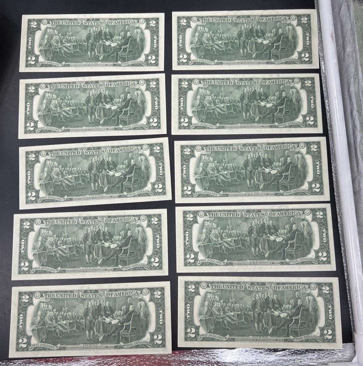 10 Consecutive 1976 $2 FRN Federal Reserve Notes District K CH UNC
