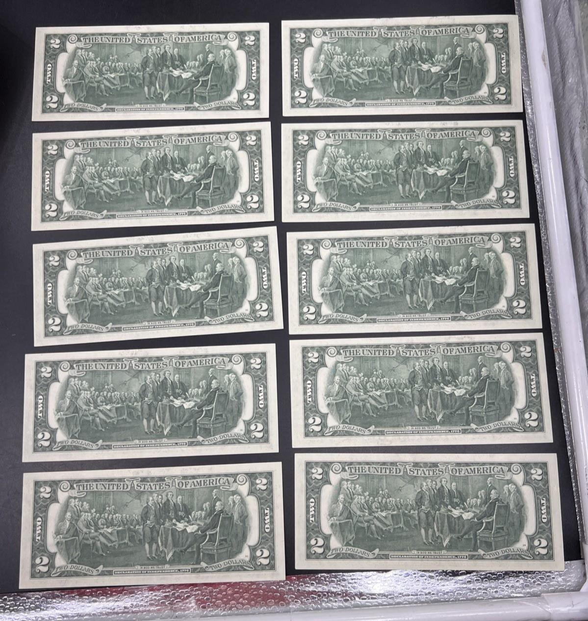 10 Consecutive 1976 $2 FRN Federal Reserve Notes District K CH UNC