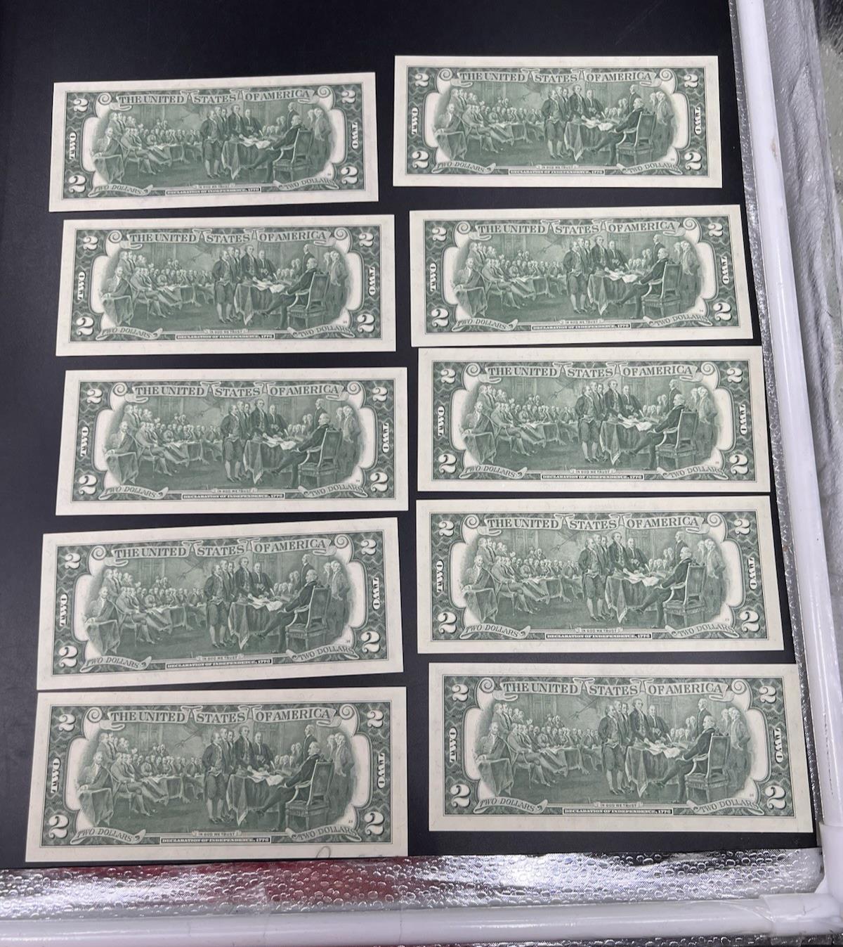 10 Consecutive 1976 $2 FRN Federal Reserve Notes District H CH UNC #86
