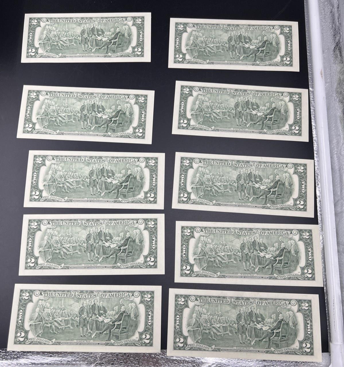10 Consecutive 2003 A $2 FRN Federal Reserve Notes District H CH UNC #66