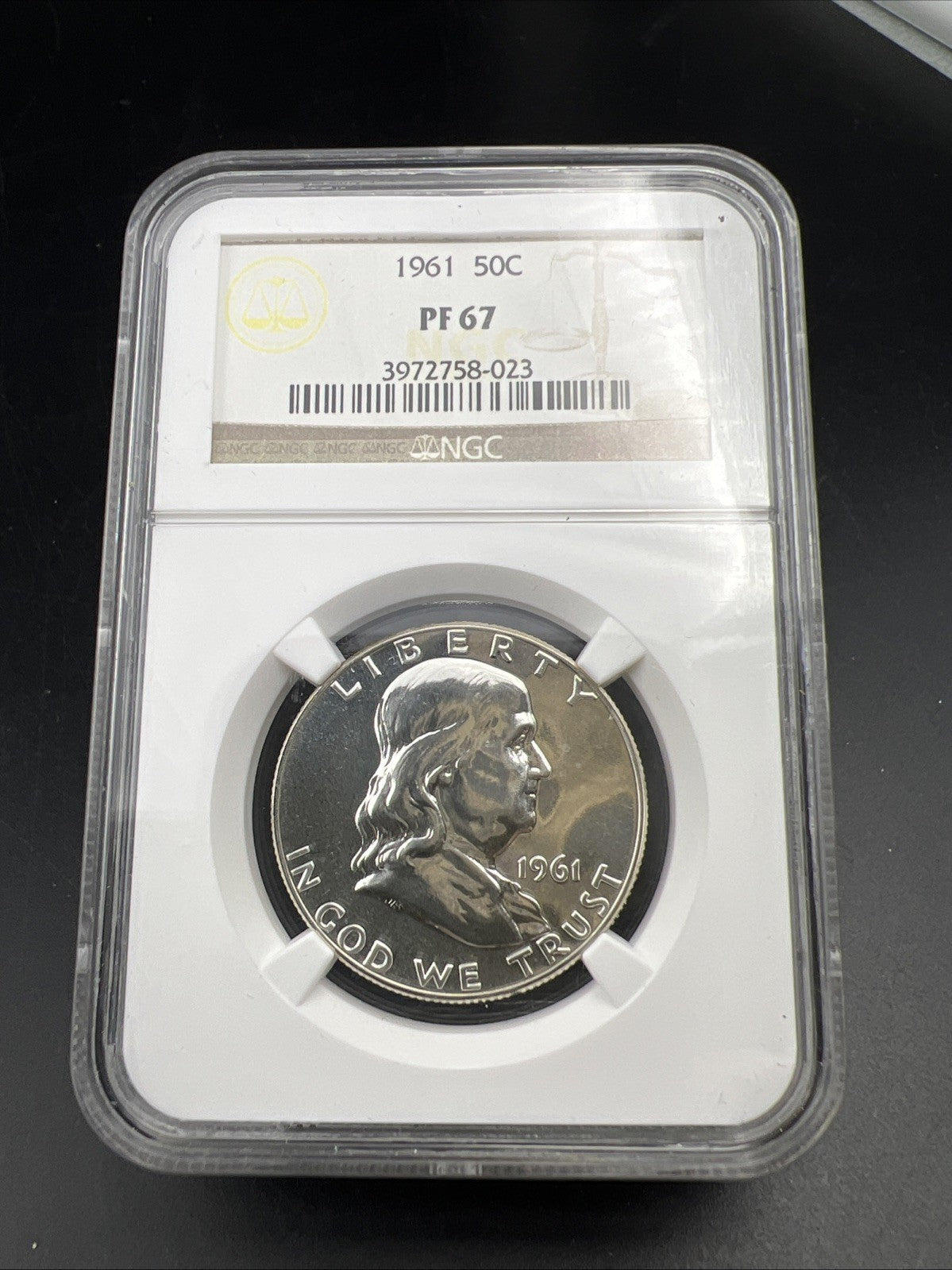 1961 Franklin Silver Half Dollar Coin PF67 NGC Gem Proof Certified